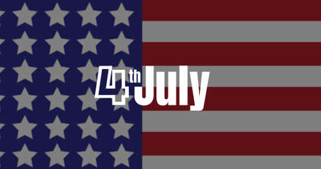 Illustrative image of 4th july text over flag of america, copy space. national flag, america, independence day, patriotism, celebration, freedom and identity concept.の写真素材
