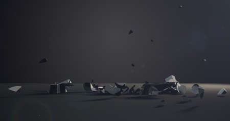 Digitally generated dollar sign falling against black backgroundの写真素材