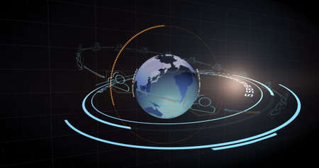 Digitally generated planet earth and communication concept  against black background