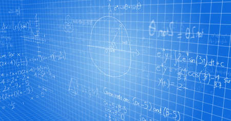 Digitally generated of math formulas on blueboard
