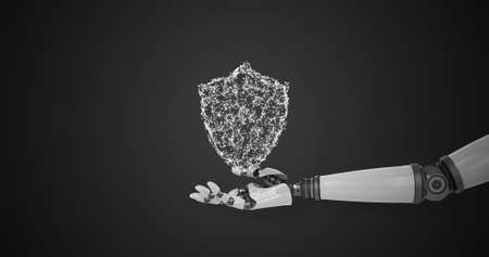 Digitally generated robotic hand presenting digital cloud data security