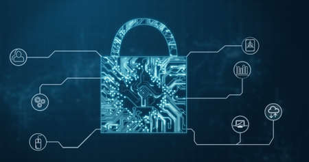 Digitally generated conceptual image of circuit connection security