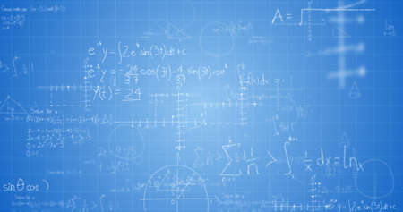 Digitally generated of math formulas on blueboard