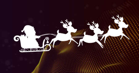 Image of santa sleigh over dots on brown backgroundの写真素材