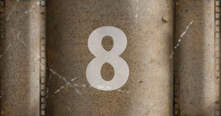 Vertical view of vintage film countdown image with sizzles