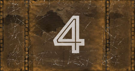 Digital composite of vintage film countdown image with flickering in foreground 4kの写真素材