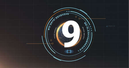 Digital animated countdown against animated internet of things background 4k