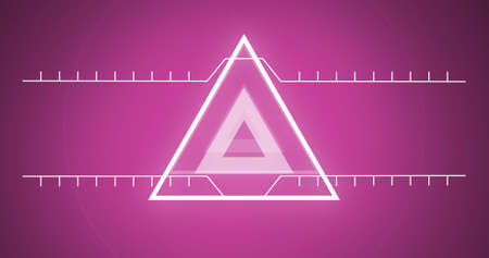 Digital image of triangle blinking appears in the middle of screen against purple background