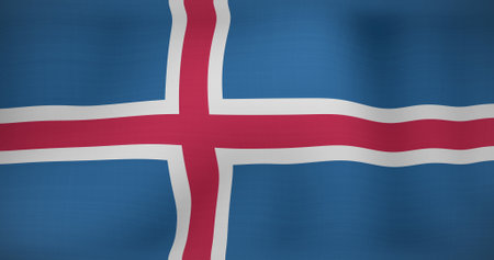 Image of waving flag of island. flags, national symbols and patriotism concept digitally generated image.の写真素材