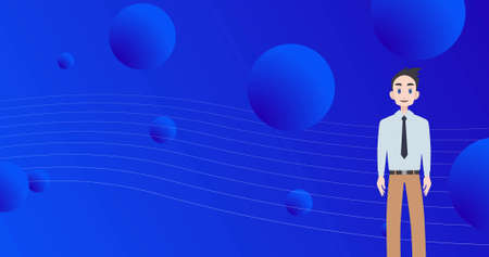 Image of man icon over circles on blue background. abstract background and pattern concept digitally...
