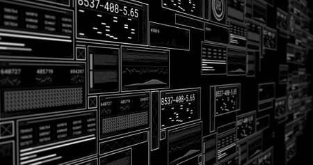 Image of data processing over black background. global business and digital interface concept...