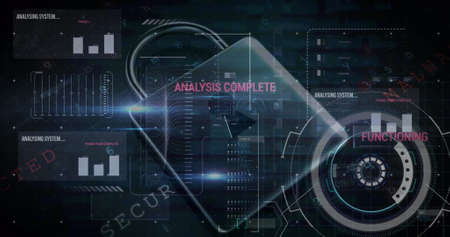 Image of security padlock over data processing on dark background. global communication and data...