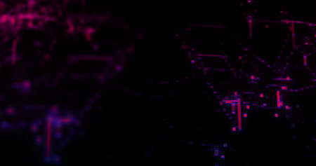 Image of moving shapes on black background. digital interface and data processing concept digitally...