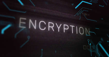 Image of interference over encryption text, data processing and computer circuit board. global technology, computing and digital interface concept digitally generated image.の写真素材