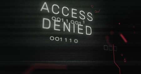Image of interference over access denied text, data processing and computer circuit board. global technology, computing and digital interface concept digitally generated image.の写真素材