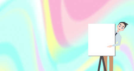 Image of man icon over colorful moving background. abstract background and pattern concept digitally generated image.の写真素材