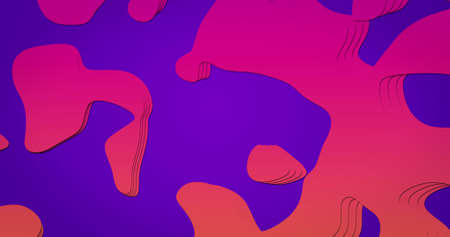 Image of pink and orange organic forms on purple background. abstract, pattern and colour background...