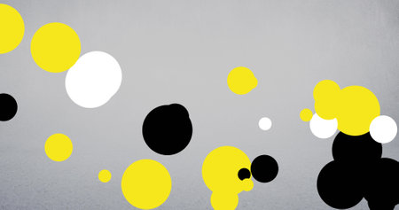 Image of flag of brunei colours with white, black and yellow dots on grey background. brunei independence and patriotism concept digitally generated image.の写真素材