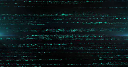 Image of lines made of green dots moving fast on black background. background, textures and movement...