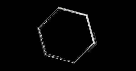 Image of white hexagon over black background. shapes, pattern and movement concept digitally generated image.の写真素材