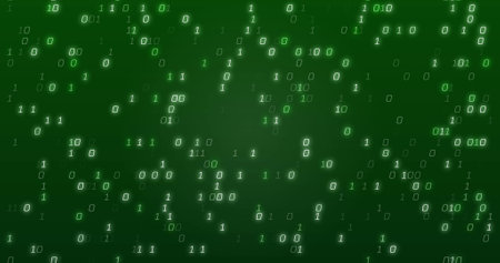 Image of green binary coding data processing over green background. data processing, digital...