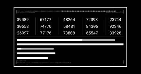 Image of numbers changing and data processing on computer screen over black background. data...