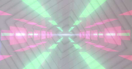 Image of digital tunnel over white squares. global data processing, connections and digital...