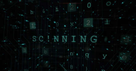 Image of data processing over black background. global communication and data security concept...