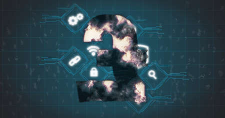 Image of data processing over pound symbol. global business, finances, connections and digital...