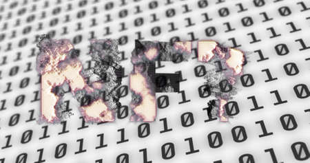 Image of nft text over binary coding. global business, finances, connections and digital interface concept digitally generated image.の写真素材