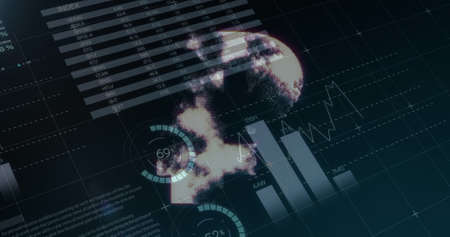 Image of ruble symbol over data processing. global business, finances, connections and digital...