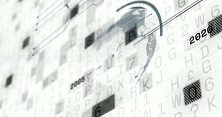 Image of globe over data processing on white background. global connections, business, digital interface, technology and networking concept digitally generated image.の写真素材