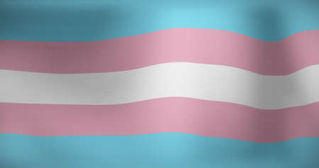 Image of lgbt flag with trans pride colours waving. patriotism, politics and celebration concept digitally generated image.の写真素材