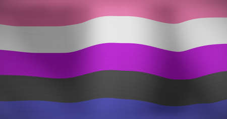 Image of lgbt flag with gender fluid colours waving. patriotism, politics and celebration concept digitally generated image.の写真素材