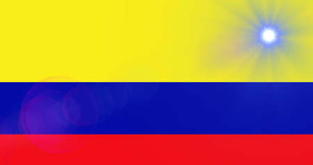 Image of light spots over flag of colombia. global business, finances, connections and digital interface concept digitally generated image.の写真素材
