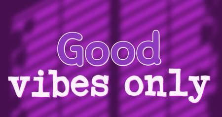 Image of good vibes only text over shadows. retro future and digital interface concept digitally generated image.の写真素材