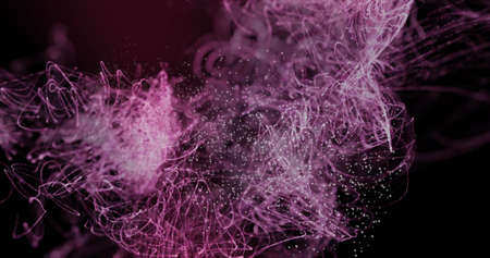 Digital image of dna structure and purple light trails against black background. medical technology and research conceptの写真素材