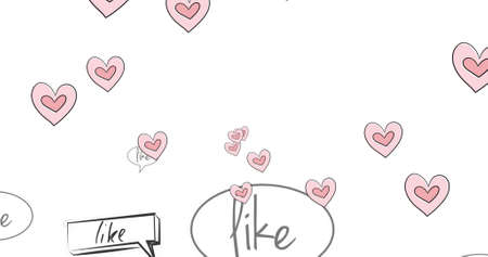 Image of media and heart icons on white background. social media and communication interface concept...
