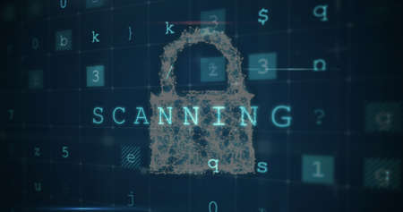 Image of security padlock over data processing on dark background. global communication and data...
