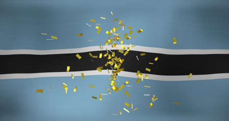 Image of confetti over flag of bostwana. flags, national symbols and patriotism concept digitally generated image.の写真素材