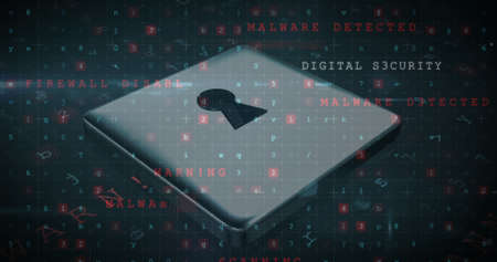 Image of security padlock over data processing on dark background. global communication and data security concept digitally generated image.の写真素材