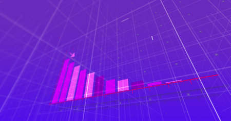 Image of financial data processing over blue background. global business, finances and data...