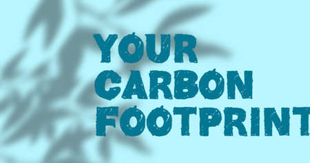 Image of your carbon footprint text over shadow of plants on green background. ecology and recycling...
