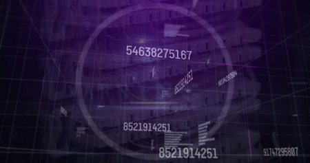 Image of data processing over server room. global technology and digital interface concept digitally...