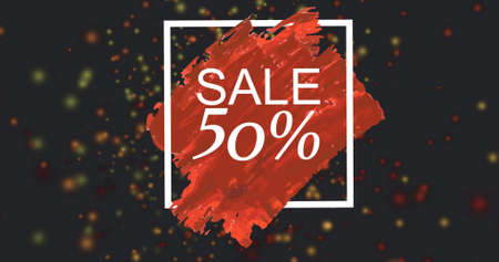 Image of sale 50 percent over black background with dots. trade, business, promotions and sales...