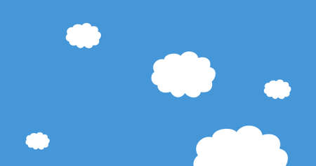 Illustration of white clouds on blue background, copy space. Vector, nature, abstract, clouds and sky concept.の写真素材