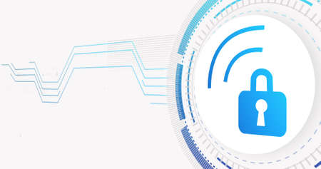 Image of network of connections and padlock on white background. cyber security and digital...