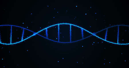 Image of dna strand on black background. global science and digital interface concept digitally...
