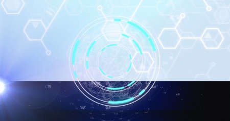 Image of processing circle on chemical formulas. global science, chemistry, connections and digital...