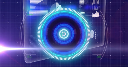 Image of processing circle moving over scientific graph and data. global science, connections and...